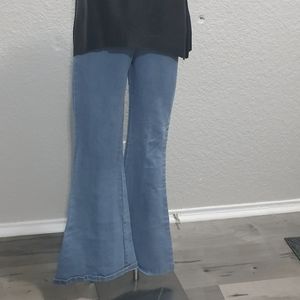 Elastic band bell bottom jeans